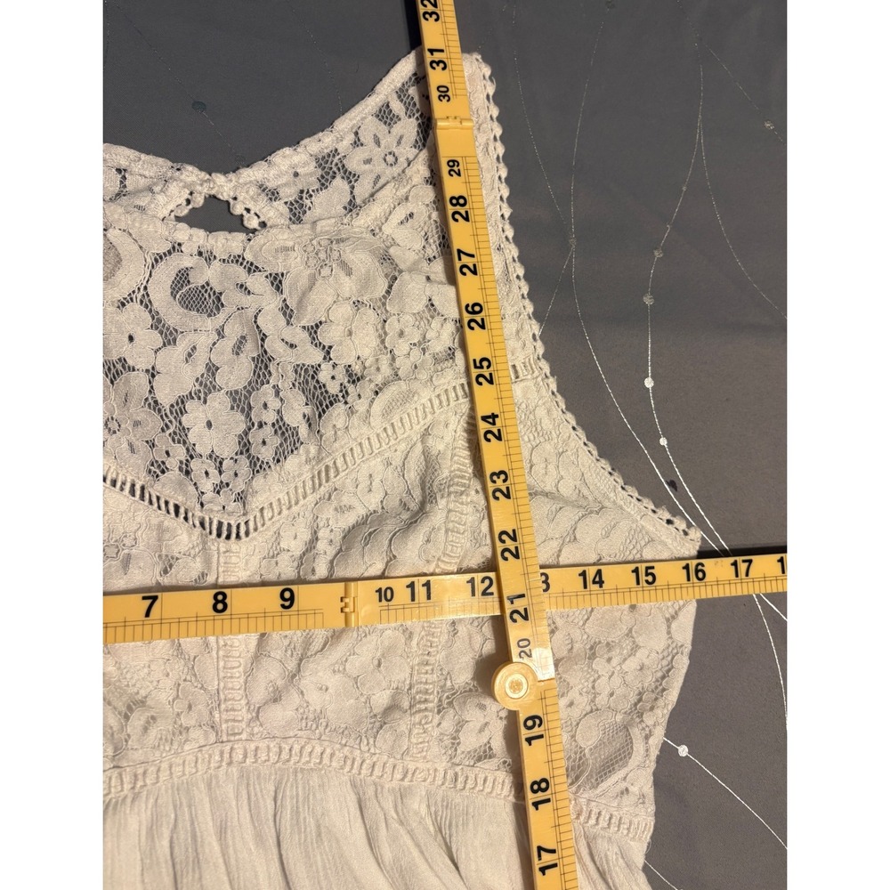 Abercrombie & Fitch White Lace Mini Dress Sleeveless Keyhole Back Size M Boho - Picture 6 of 6